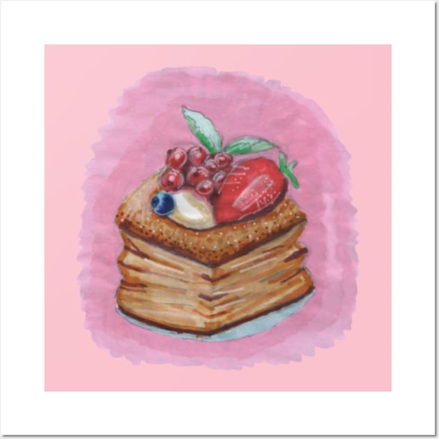 Yummy Pancakes with Berries Wall Art by Mila-Ola_Art